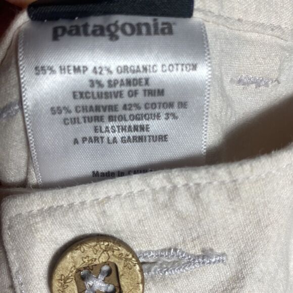 Patagonia pants white 55% hemp wide legged crop pants size 10 - Picture 6 of 7